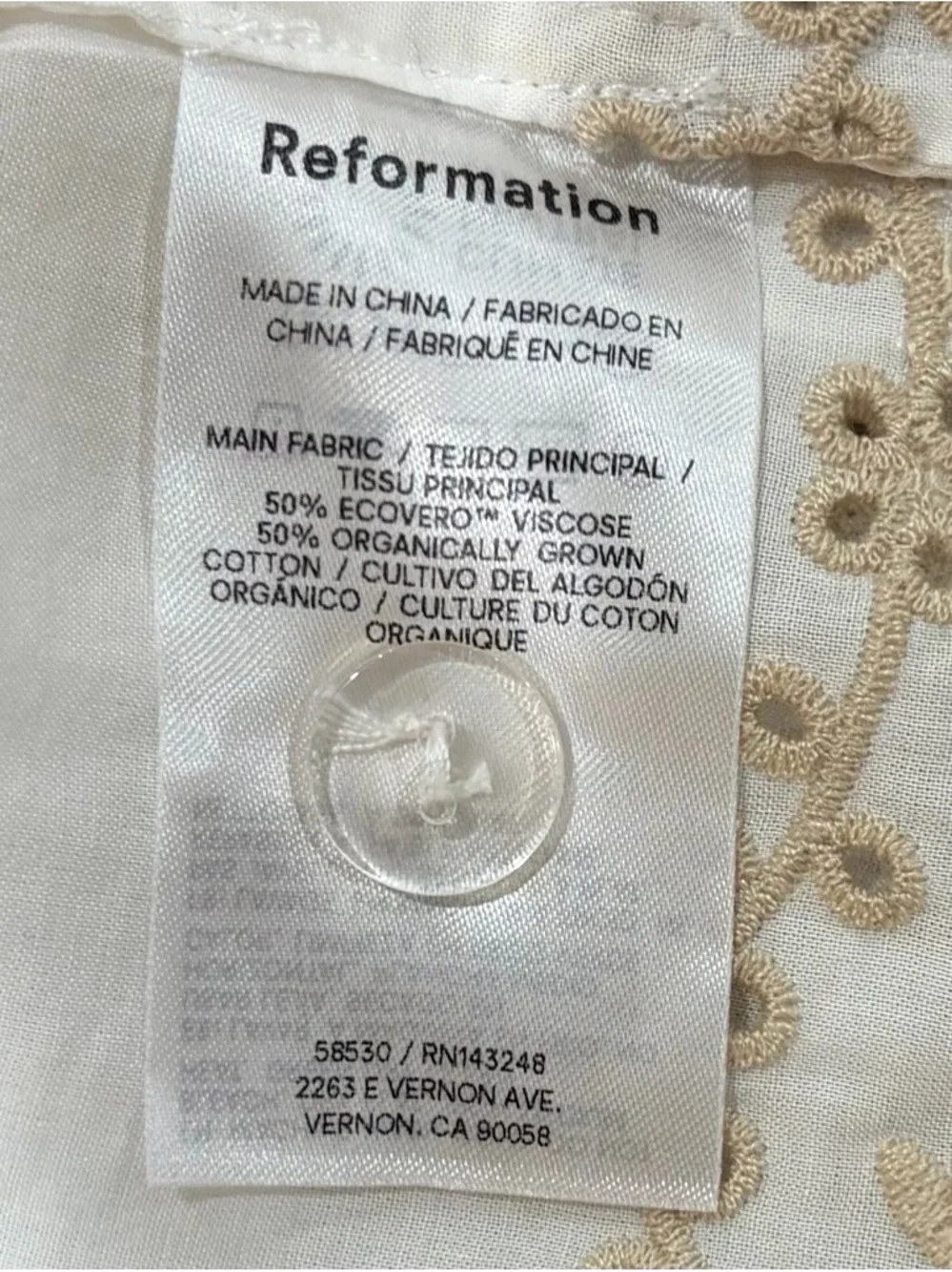 Reformation Broderie Anglaise Cream Eyelet Square-Neck Crop Top Size Small - Picture 7 of 9